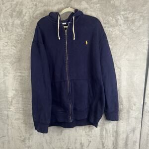 Polo Ralph Lauren Mens Blue Full Zip Hoodie Big Tall 2XLT Fleece Heavyweight